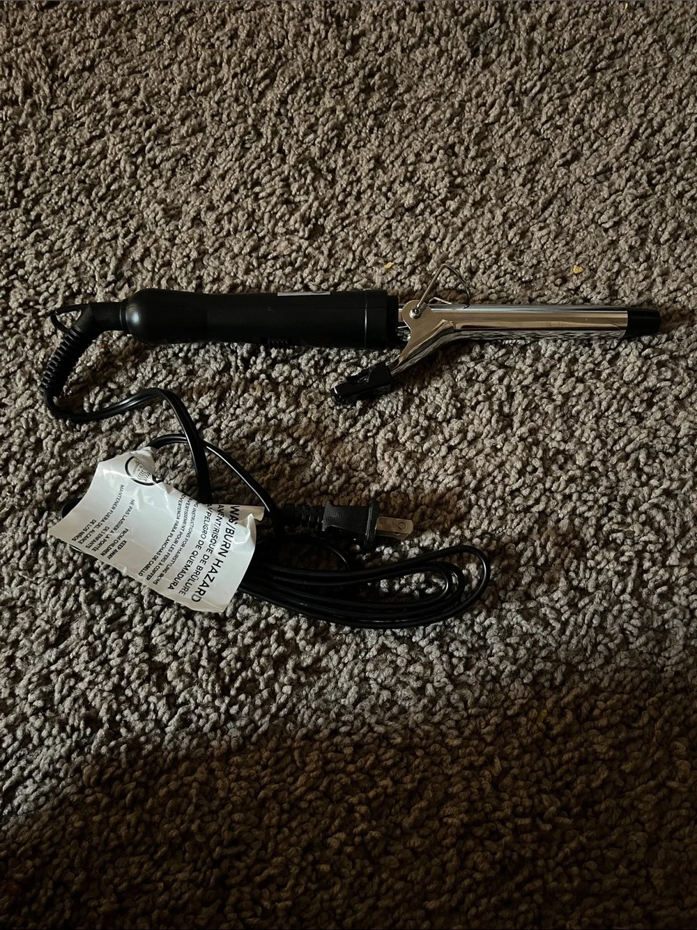 Black and Silver Professional Curling Iron with Clamp